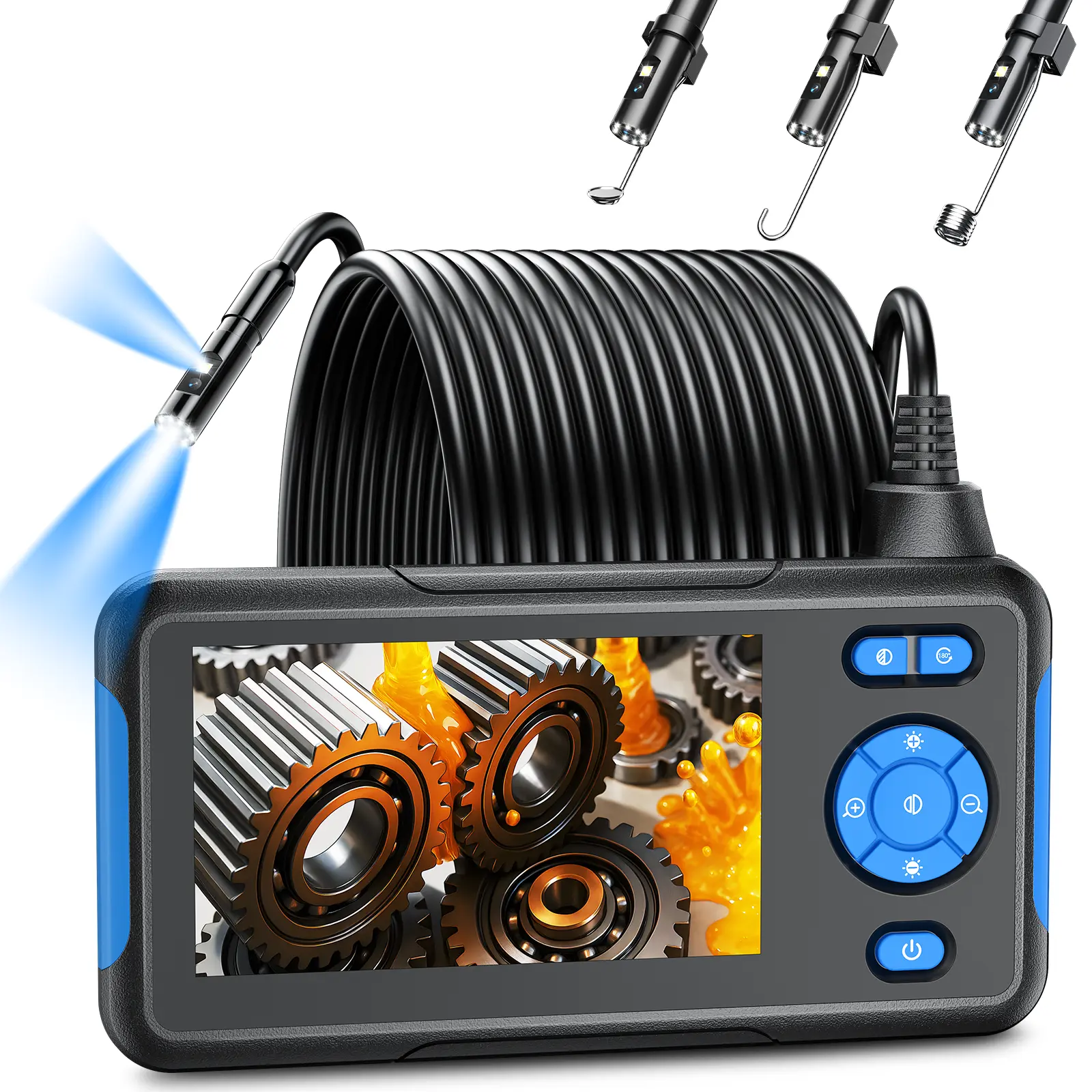 Dual Lens Endoscope Borescope Camera with 8 Adjustable LED Light 16.5ft Semi-rigid Cable, IP67 Waterproof 8.0mm Snake Camera, Multifunctional Inspection Tools for Car, Sewer, Plumbing, Home Appliance, Pipe Maintenance Man Gift tiktokshopsprin