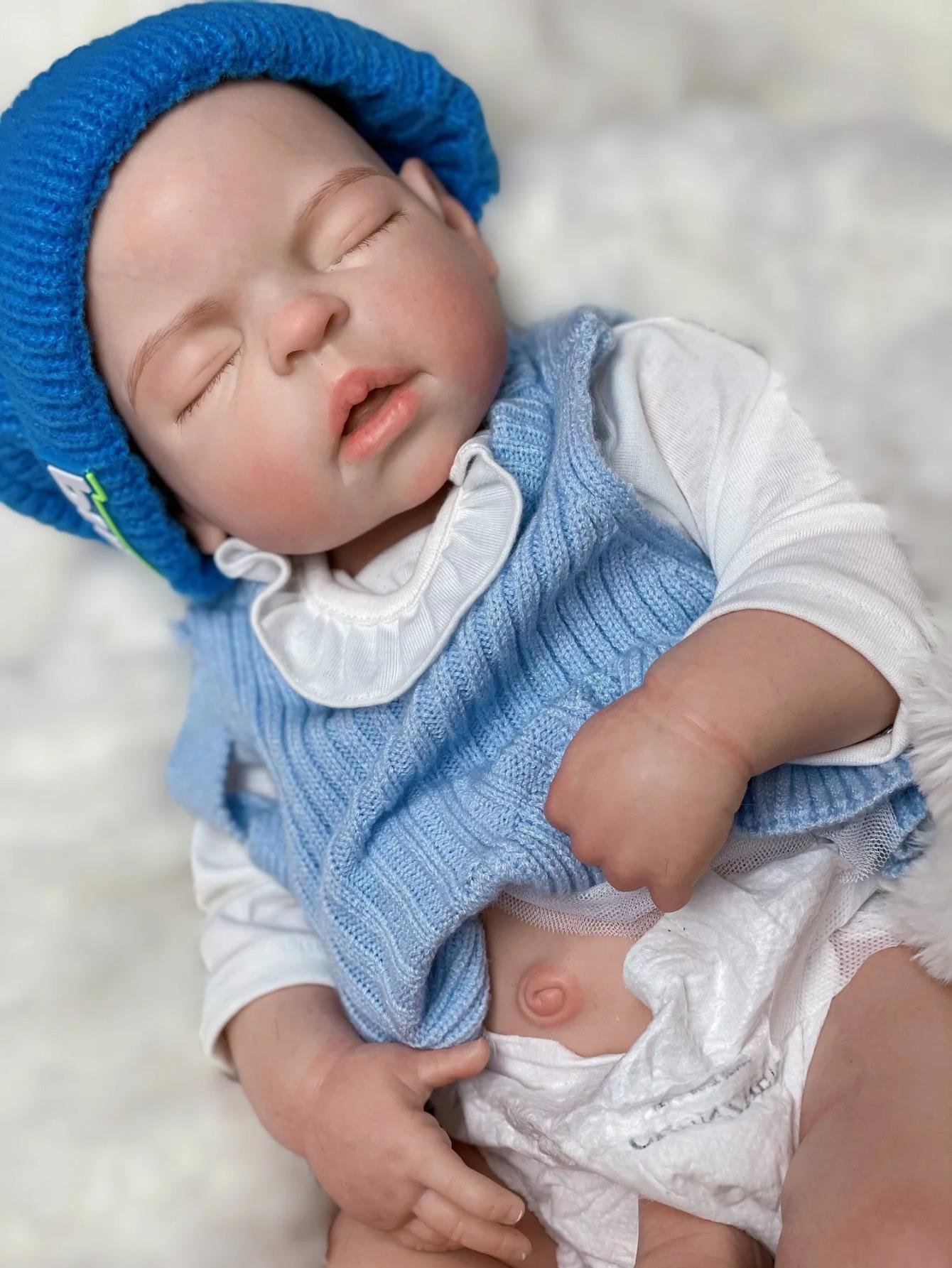 Reborn Baby Doll 22"/55 cm Full Body Soft Silicone Sleeping Reborn Baby Girl Realistic Newborn Doll with Certificate & Accessories Perfect Christmas & Birthday Gift Collector's Item