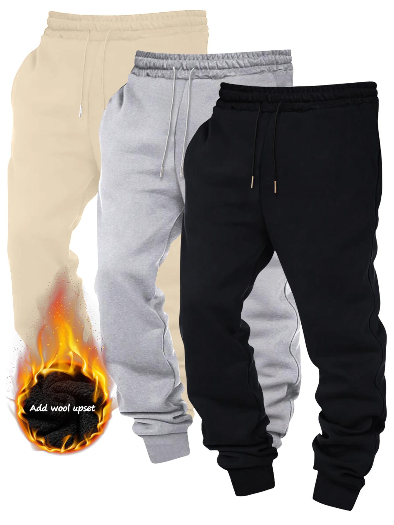 CCCMAI Men's casual fleece-lined pants with leg tie design and zipper pockets, thick and warm, comfortable to wear. Men's Clothing Simple Sports Pants Men's Pants Menswear Trouser. Plain