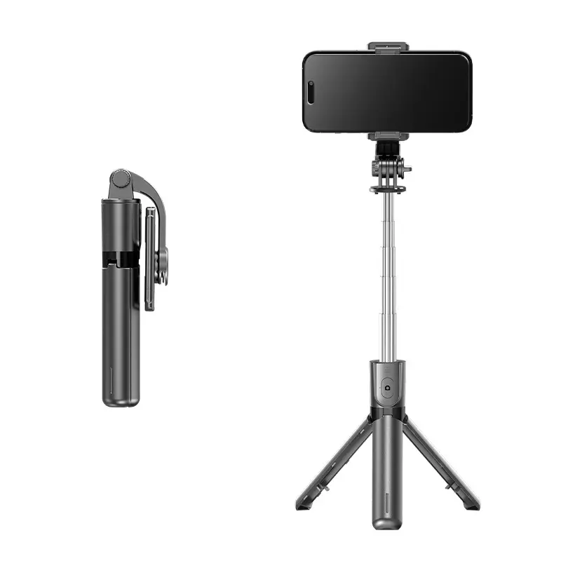 4-in-1 Retractable Portable Selfie Stick with Silicone Clip, Detachable Wireless Remote, 360° Rotatable Phone Holder & Mini Tripod Stand for Smartphone Recording, Compatible with iPhone 16/15/14/13 Pro, Android, GoPro, Cellphone