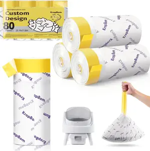 80 Count Automatic Cat Litter Box Liners, Open Top Self Cleaning Litter Box Bags, Heavy Duty Drawstring Cat Litter Liners, 25.19 x 11.8 Semi-Enclosed Foldable