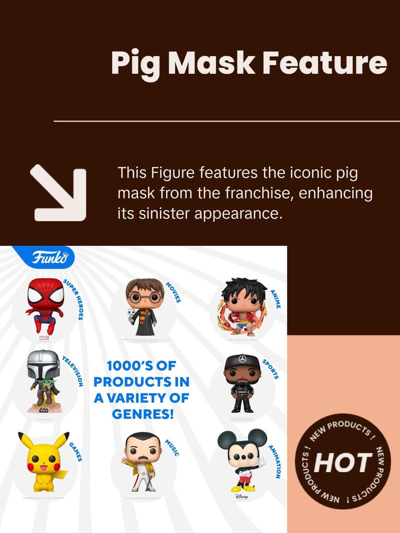 Funko Pop! Saw Jigsaw CHASE Vinyl Figure #1820 Pig Mask Horror Disturbing Dark Robe Dangling Hair Realistic Snout