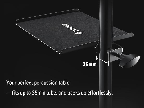 DONNER Percussion Table - Stable Durable Tray for Drums with EVA Pad & Open Frame Design for Easy Access to Accessories