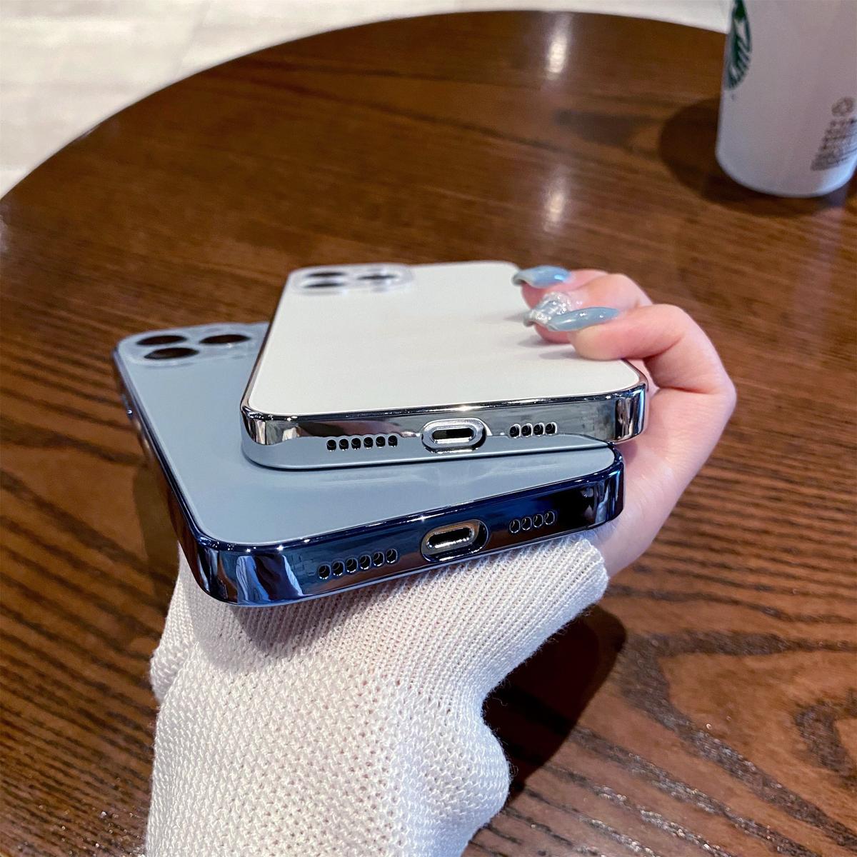 For iphone 17/16/15/14/13/12/11 Pro Max, High-End Original Color Anti-Fall Protective Phone Case, Smooth Crystal Glass Cover Full Camera Protective Large Window Lens Design Shockproof Phone Case For Both Boys and Girls