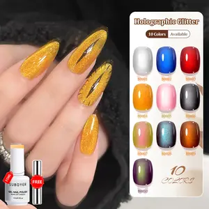 SUBOYER Cat Eye Gel Nail Polish Set (10 Colors) – Holographic Magnetic Glitter, Jelly Translucent Effect, Long Lasting, Salon Quality DIY at Home