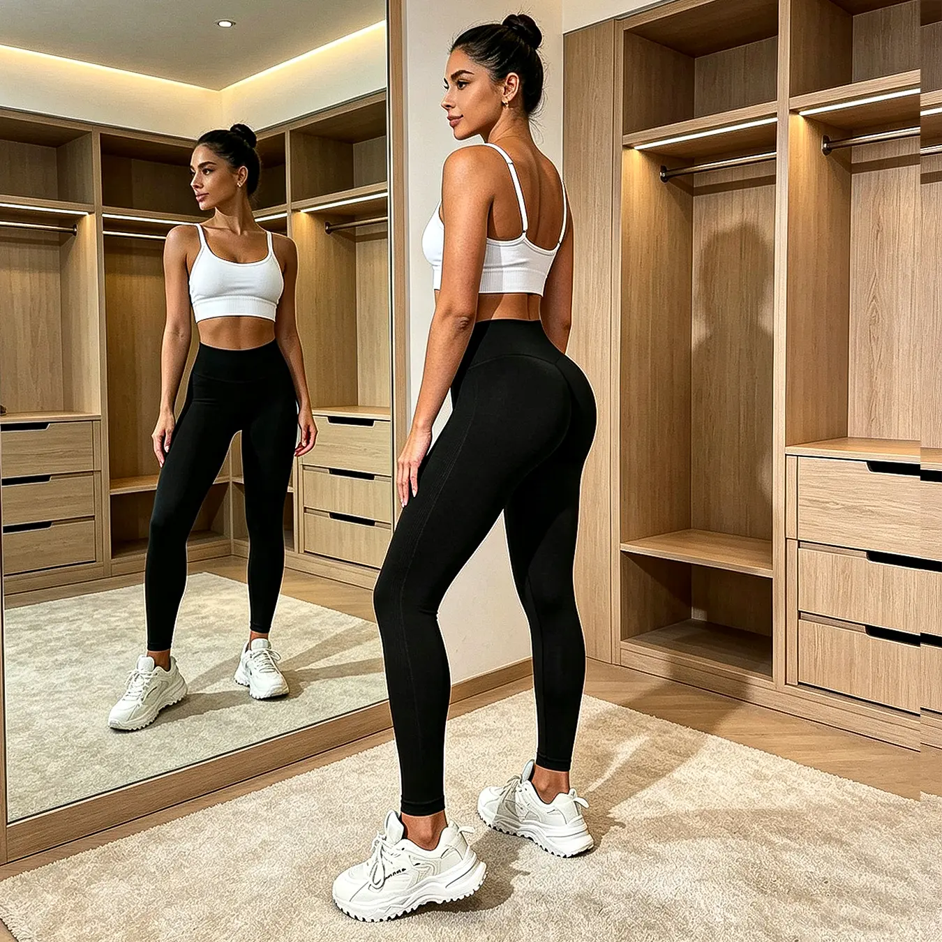 Women Seamless Slimming Yoga Pants, Butt Lift High Waist Athletic Leggings, Ultra Soft Stretch Tight Long Pants for Gym & Daily Wear