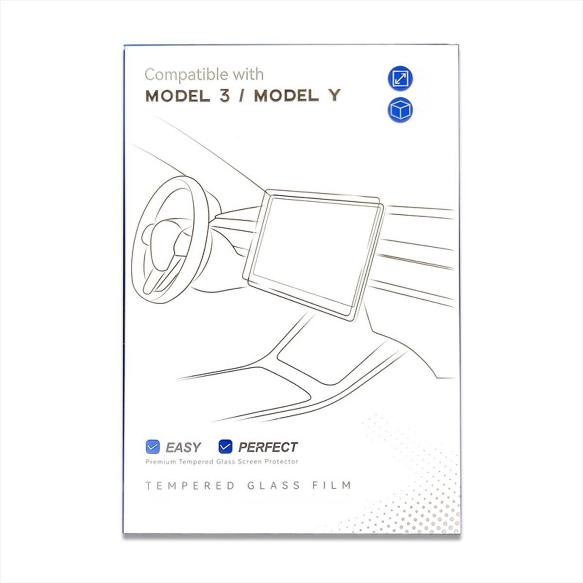 Anti-Glare Tesla Screen Protector for 2025 Model 3/Y  Matte Tempered Glass with Blue Light Filter