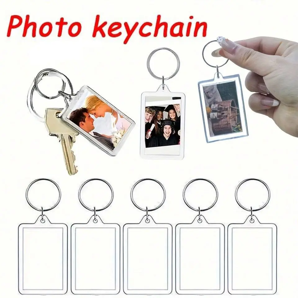 Acrylic Photo Frame Keychain Set, Keychain Charm, DIY Handmade Picture Tag, Transparent Photo Keychains, Customizable Personalized Gift Ideas, Key Rings