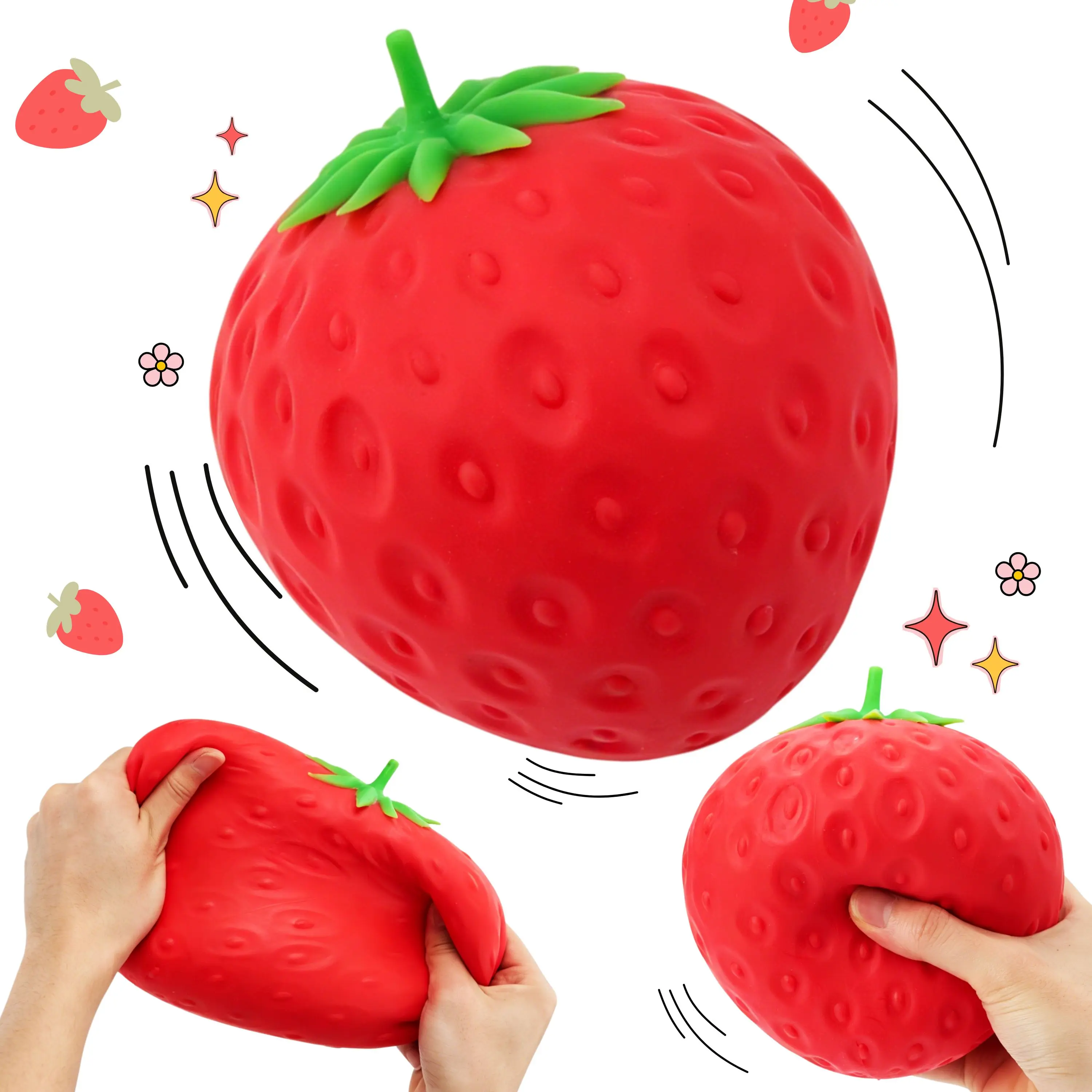 JOYIN Jumbo Strawberry Stress Relief Toy - Soft Squishies Sensory Fidget Tool, Slow Rising Squeeze Decompression Dough Gift for Kids and Adults, Fidget Toys
