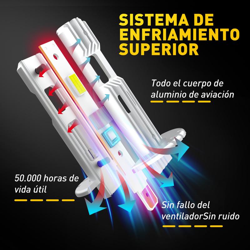 AUXITO FREE ERROR H1 LED 10000LM High Headlight Low Beam Kit 200W Bulb 6500K USA