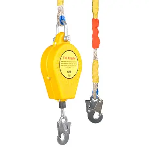 33ft Self Retracting Lifeline, Fall Arrester Protector Falls Protection Gear Duals Alloy Steel PPE Shell Heavy Duty Hook Cable Wire Rope Roofing Lifeline Safety Lanyard
