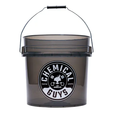 CHEMICAL GUYS Heavy-Duty Durable Plastic Detailing Washing Bucket - 4.25 Gal Smoked Obsidian Black Sturdy Translucent Accessory for Car Cleaning & Detailing, Reliable Functionality