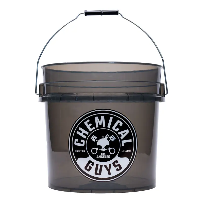 CHEMICAL GUYS Heavy-Duty Durable Plastic Detailing Washing Bucket - 4.25 Gal Smoked Obsidian Black Sturdy Translucent Accessory for Car Cleaning & Detailing, Reliable Functionality