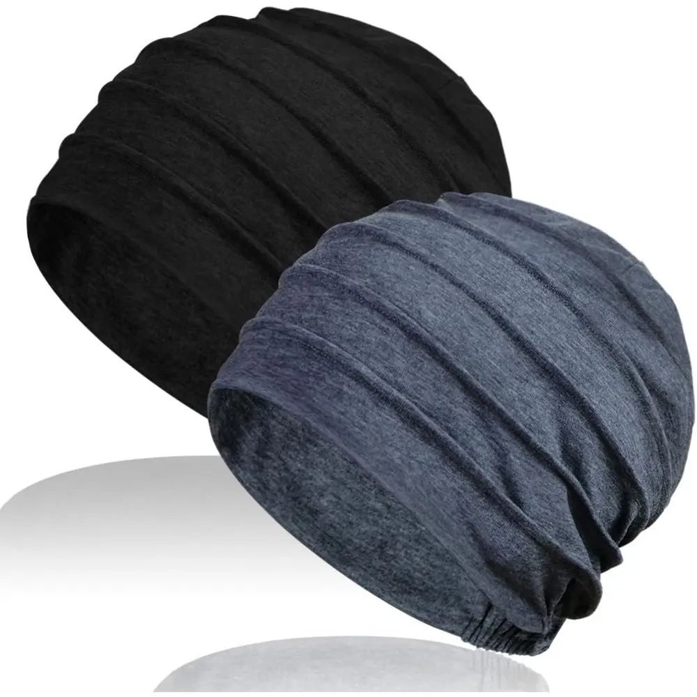 Pack of 2 Cotton Casual Hat, Casual Chemotherapy Hat, Multi-purpose Outdoor Warm Hat, Soft and Skin-friendly, Turban Hat, Comfortable and Breathable, Suitable for Hair Loss,Keeping Warm When Going Out