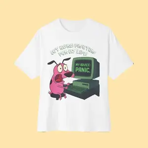 Out Here Fighting For My Life Courage the Cowardly Dog T-Shirt, Nostalgia 2D Print T-Shirt, Cartoon Network Shirt, Gifts for Cartoon Fans #Courage #theCowardlyDog #CartoonNetwork #NostalgiaCore #GraphicTee #StreetwearUS