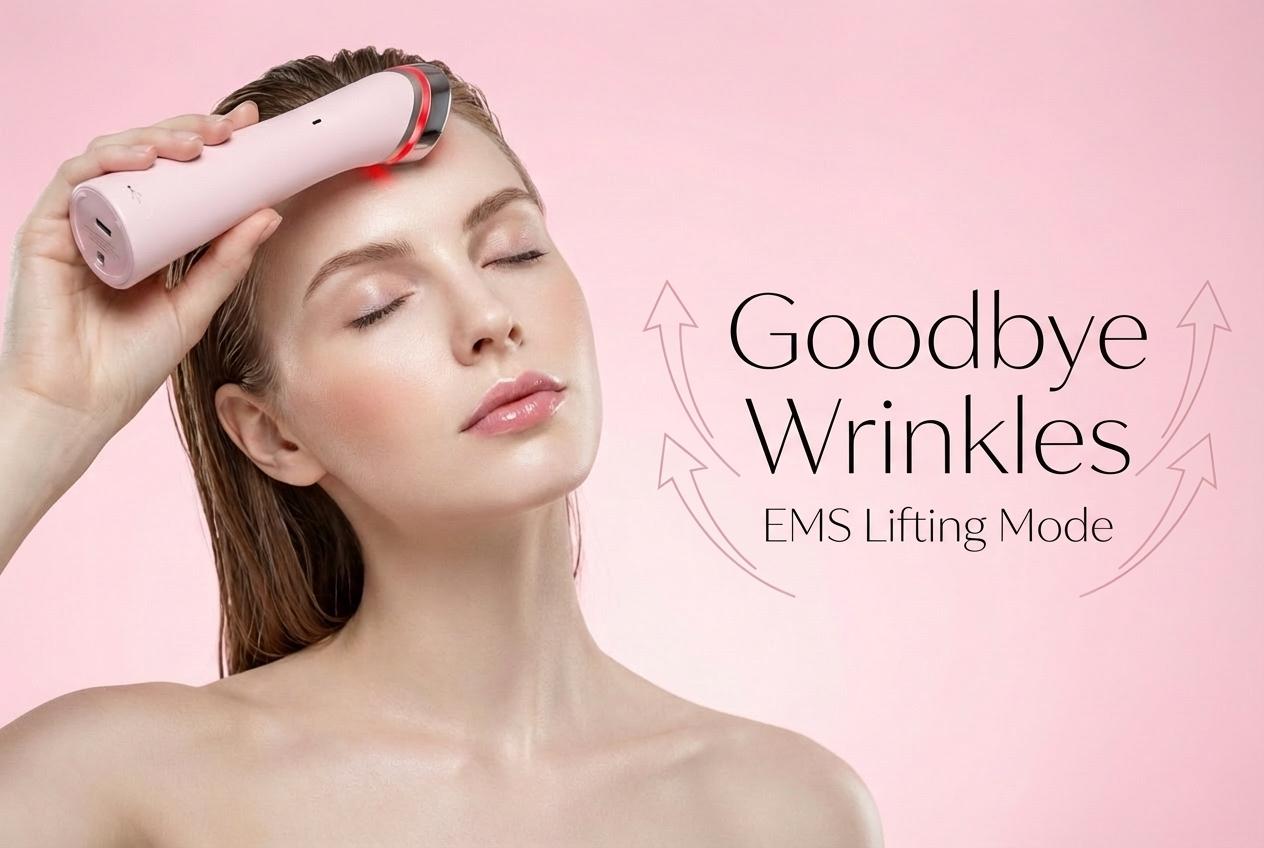 8-in-1 EMS Beauty Wand | 4-Color LED Light Therapy Face Massager | Skin Tightening, Wrinkle Reducer & At-Home Spa