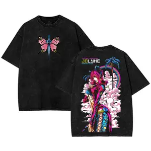 Jolyne Cujoh Stone Ocean Jojo Shirt Japanese Anime Double-Sided Print Washed JoJo Heavyweight Gift for Fans shirts men graphic tee Top Fabric Menswear