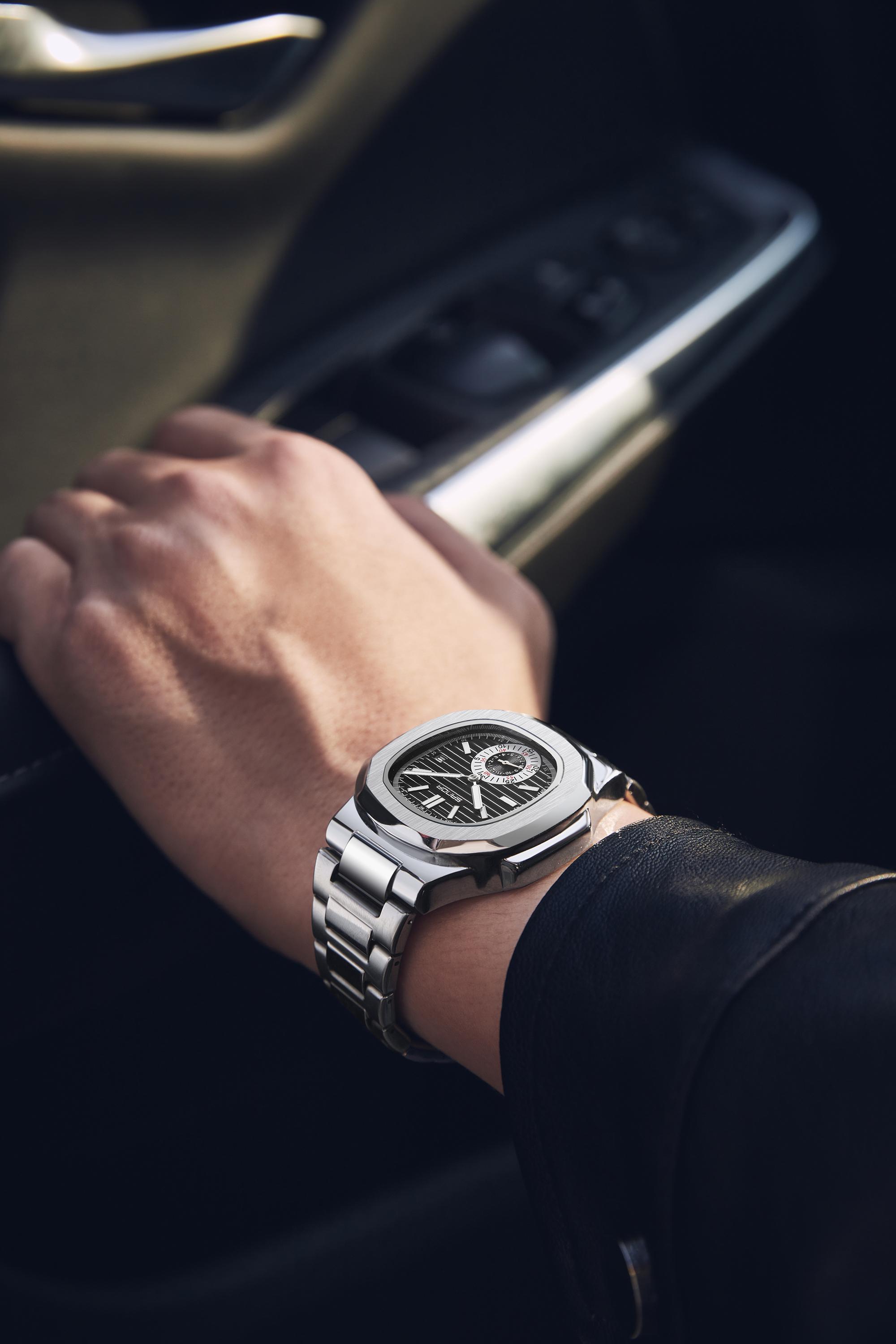 Valentine's Day Stainless Steel Square Dial Watch for Men – Analog Quartz, Date & Week Display, Waterproof, Luminous, Perfect for Everyday & Gifting detail 3