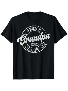 Class of 2026 Senior Grandpa Graduate T-Shirt - Matching Family & Friends Loose-Fit Black Shirt with White Lettering - Graduation Party Outfits for Grandparents - Perfect Gift for Christmas, Thanksgiving, Veterans Day & Graduation Events - Comfortable