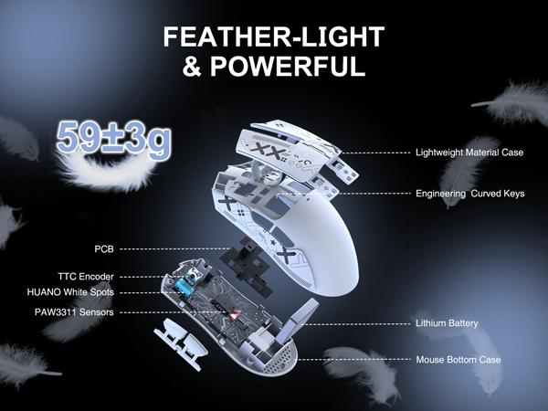 ATTACK SHARK X11 59g Lightweight Wireless Gaming Mouse,with Grip Tape,RGB Charging Dock,up t0 22000 DPI,PixArt PAW3311 Gaming Sensor,for PC Mac Gamers