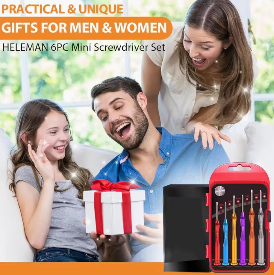 6PC Magnetic Mini Screwdriver Set Flathead & PhillipsPrecision Tools for Electronics, Watches, Eyeglasses &Computers |Cool Gadgets & Perfect Gifts for Men Christmas2024 Must-Have Repair Kit