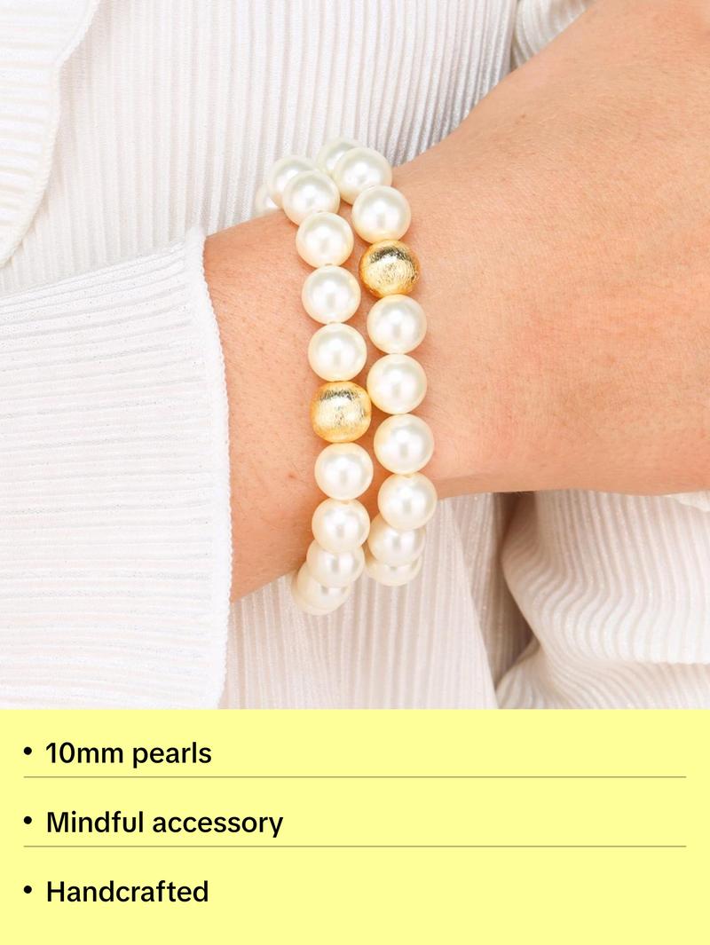 White Pearl Mala Beaded Bracelet