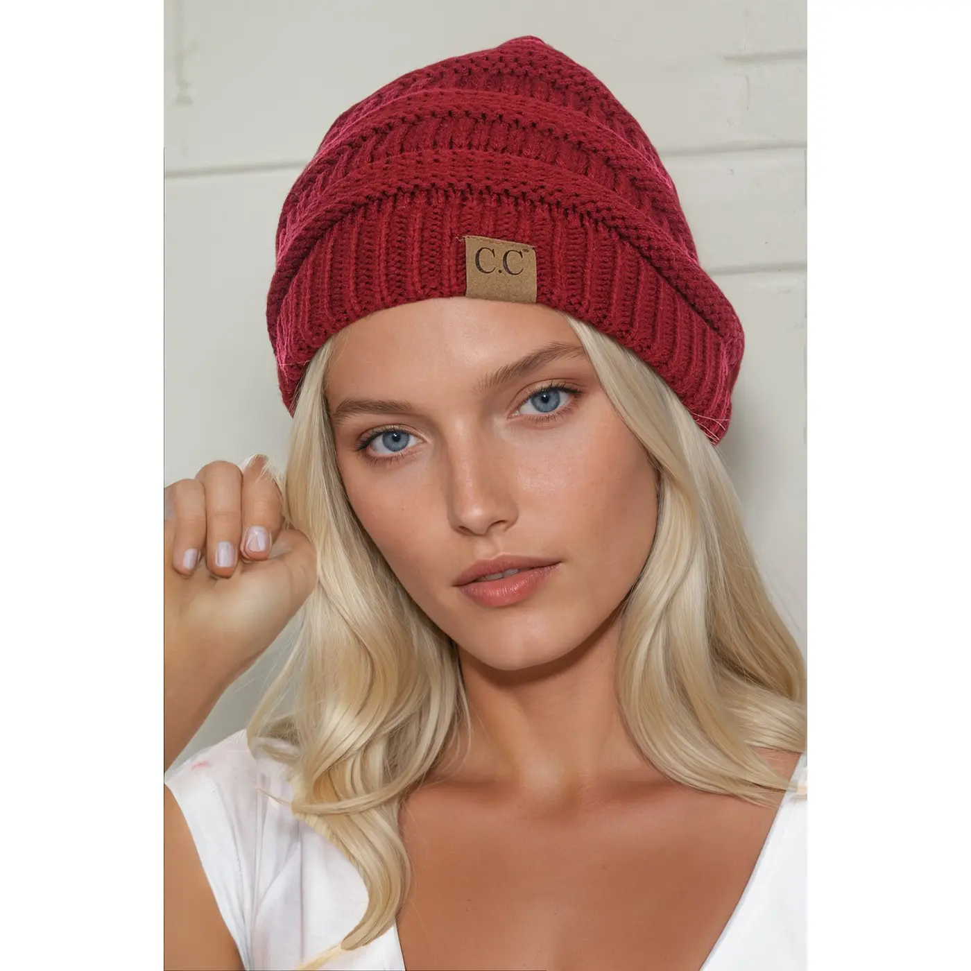 Thick Slouchy Cable Knit Beanie for Men and Women - C.C Winter Warm Hat 20A Beanie Hats Knitted Hat