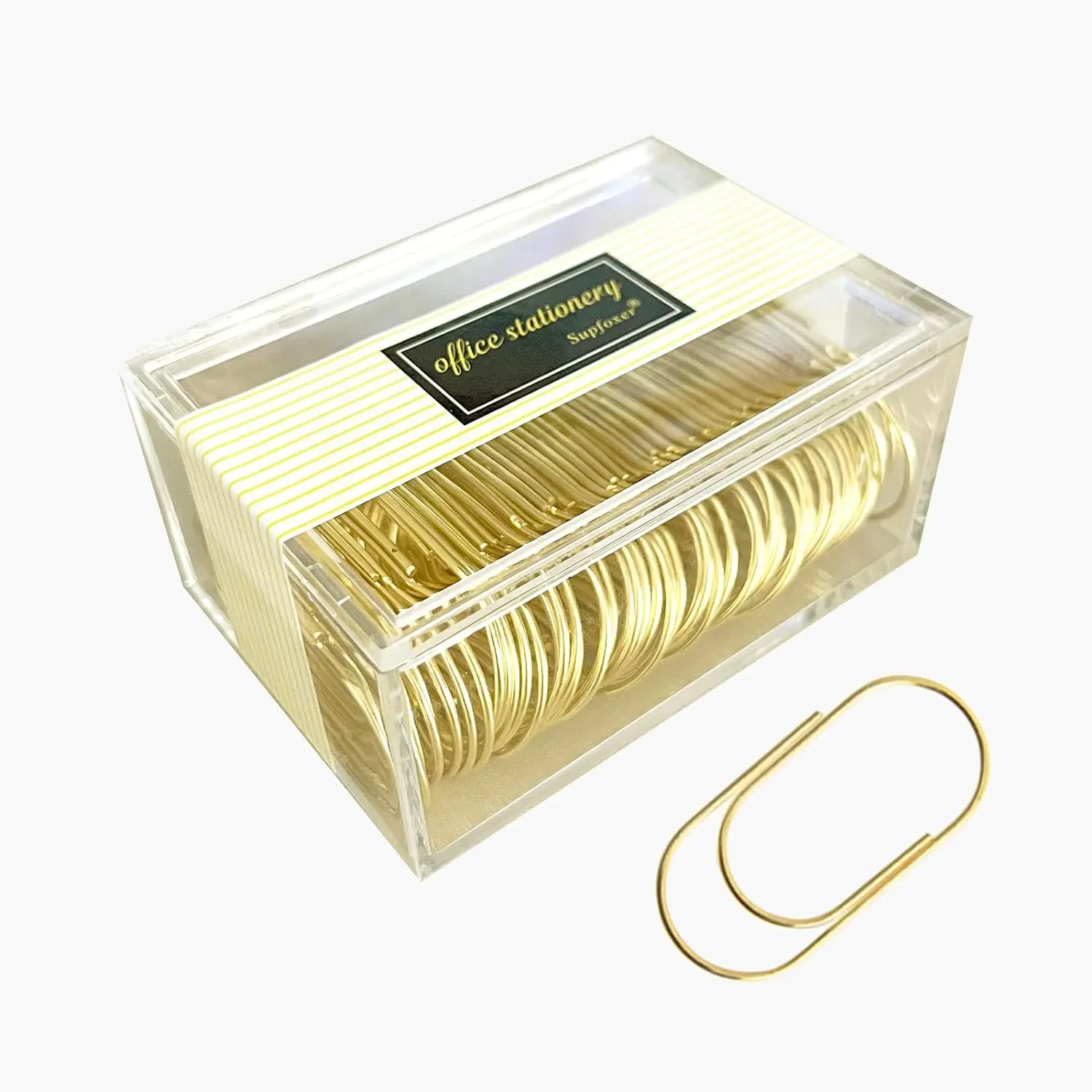 Durable Giant Electroplated Steel Paper Clips, 50-Count 50mm/1.97in Good Elasticity Non-Skid Smooth Finish, Planner-Fit Clip Set Won’t Hurt Pages for Home/Office Stationery Accessories, Synthetic