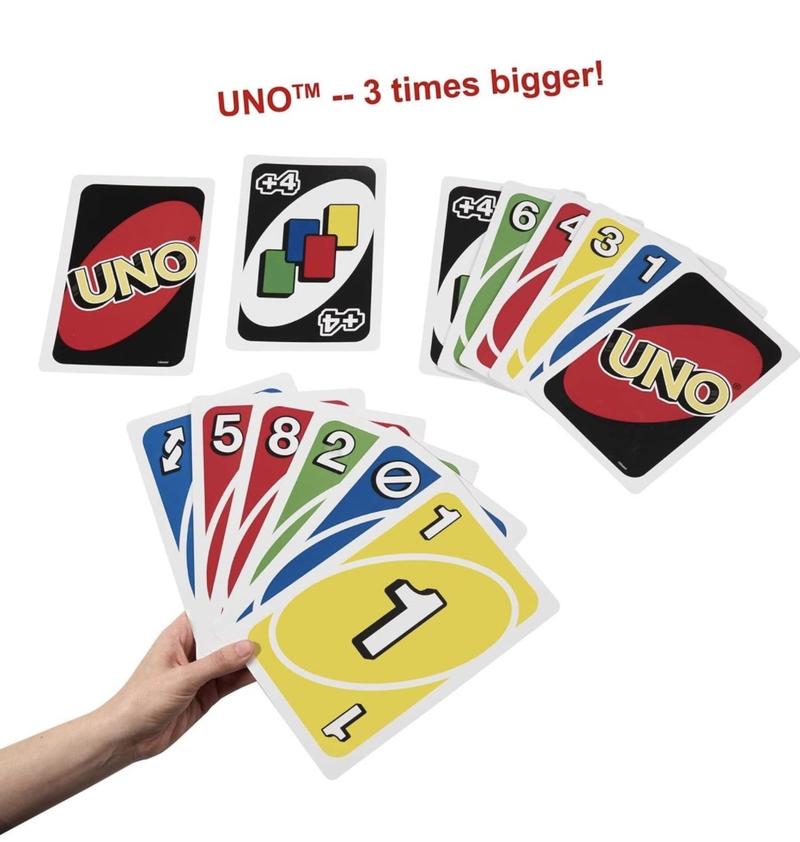 GIANT UNO Card Game Giant Card Playing Game ​Giant UNO Official Card Game for Kids, Adults & Family Night, Oversized Cards & Customizable Wild Cards for 2-10 Players card games card game