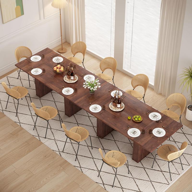 Giratree 78 Inch Dining Table for 6 8 10, Modern Farmhouse Rectangular Kitchen Table, Dining Room Long Tables with Wood Strip Base for Kitchen Living Room