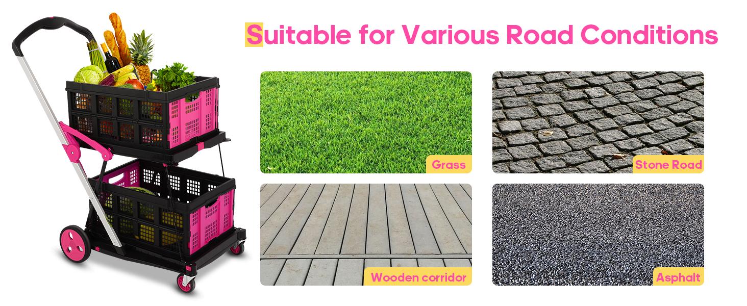 Collapsible Utility Camping Cart,2 baskets included,Multi use Functional Shopping Carts Folding Trolley Lightweight,Removable Basket Multi-Purpose Home personal,BlackFriday Portable