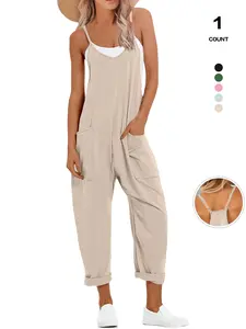TFNOSIZE Women's Relaxed-Fit Jumpsuit: V-Neck, Sleeveless, Harem-Style Pants with Elastic Adjustable Straps and Pockets #SpringTrends#TikTokShopStockUp
