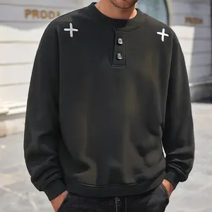 Men's Casual Henley-Collar Sweatshirt - Minimalist Style, Soft Touch, Streetwear Trend and Perfect for Everyday Wear