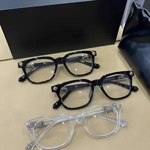 Fashion Metal Square Frame Flat Lens Outdoor Versatile Anti-Blue Light Glasses, Casual Style, All Seasons, Plain Pattern