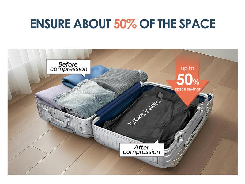 travel inspira Ultra-Durable Nylon 22L Vacuum Travel Bags with Pump,Space Saver, Organizer for Suitcases & Backpacks, Reusable, Lightweight, IP67 Airtight Zipper Seal,2-Bags Set,Storage Bag for Outdoor
