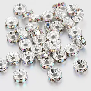 50pcs 8mm  Rhinestone Spacers , Rondelle Spacer  for Jewelry Making, Crystal  Spacers for Bracelets, charm accessory diy mix bead， projection decor， acrylic bead