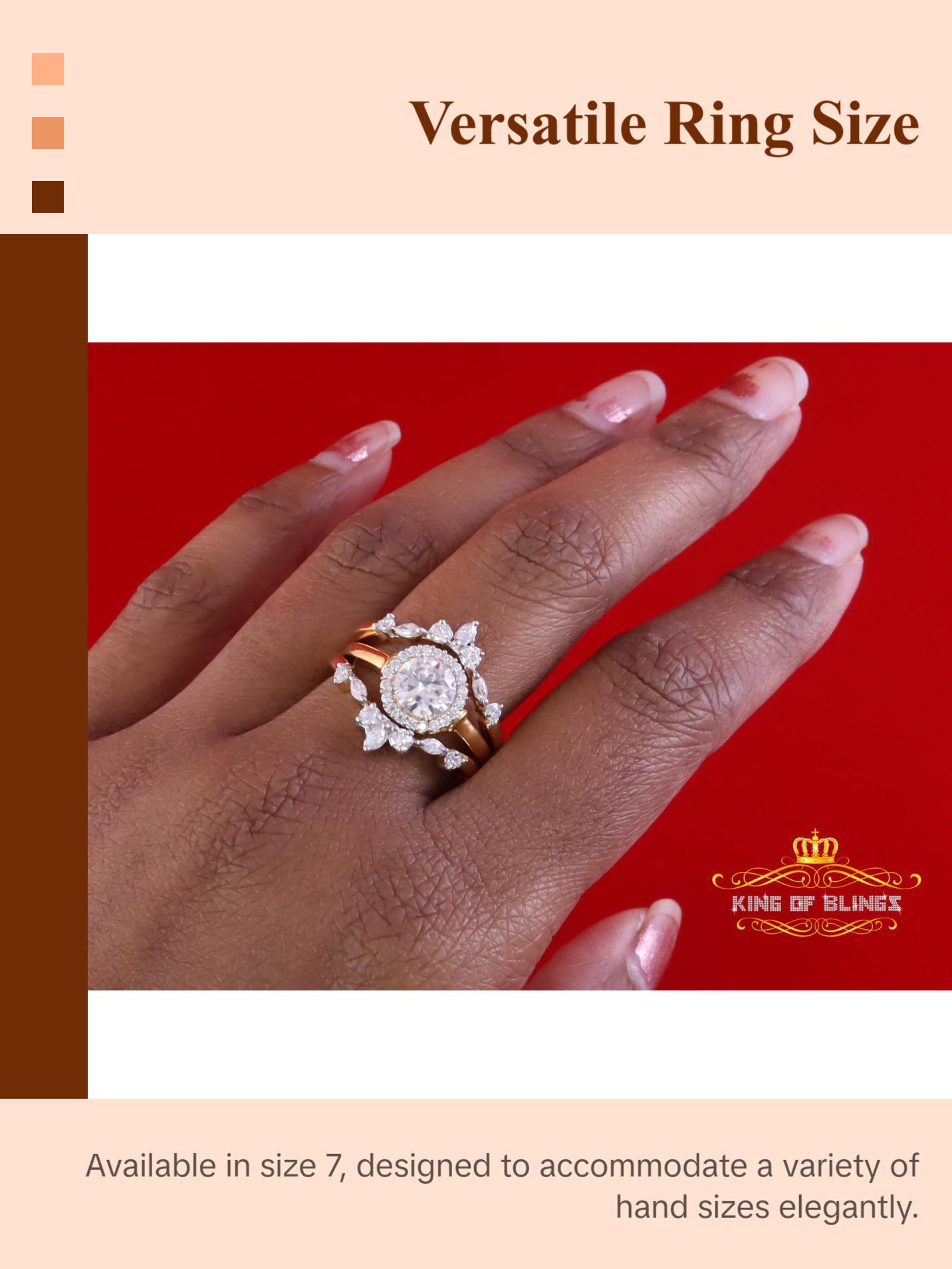 King of Bling's 1.66ct Yellow Guard Wrap Insert 925 SilverMoissanite Solitaire Enhancer Ring SZ7