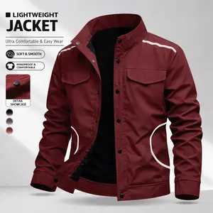 Men’s Stand Collar Lightweight Jacket — Breathable, Comfortable, Windproof Fabric; Multi-Pocket utility Design for Everyday commuter , Casual Wear, and Street Style; Urban trendy windproof coat ; Versatile Top for Spring and Autumn