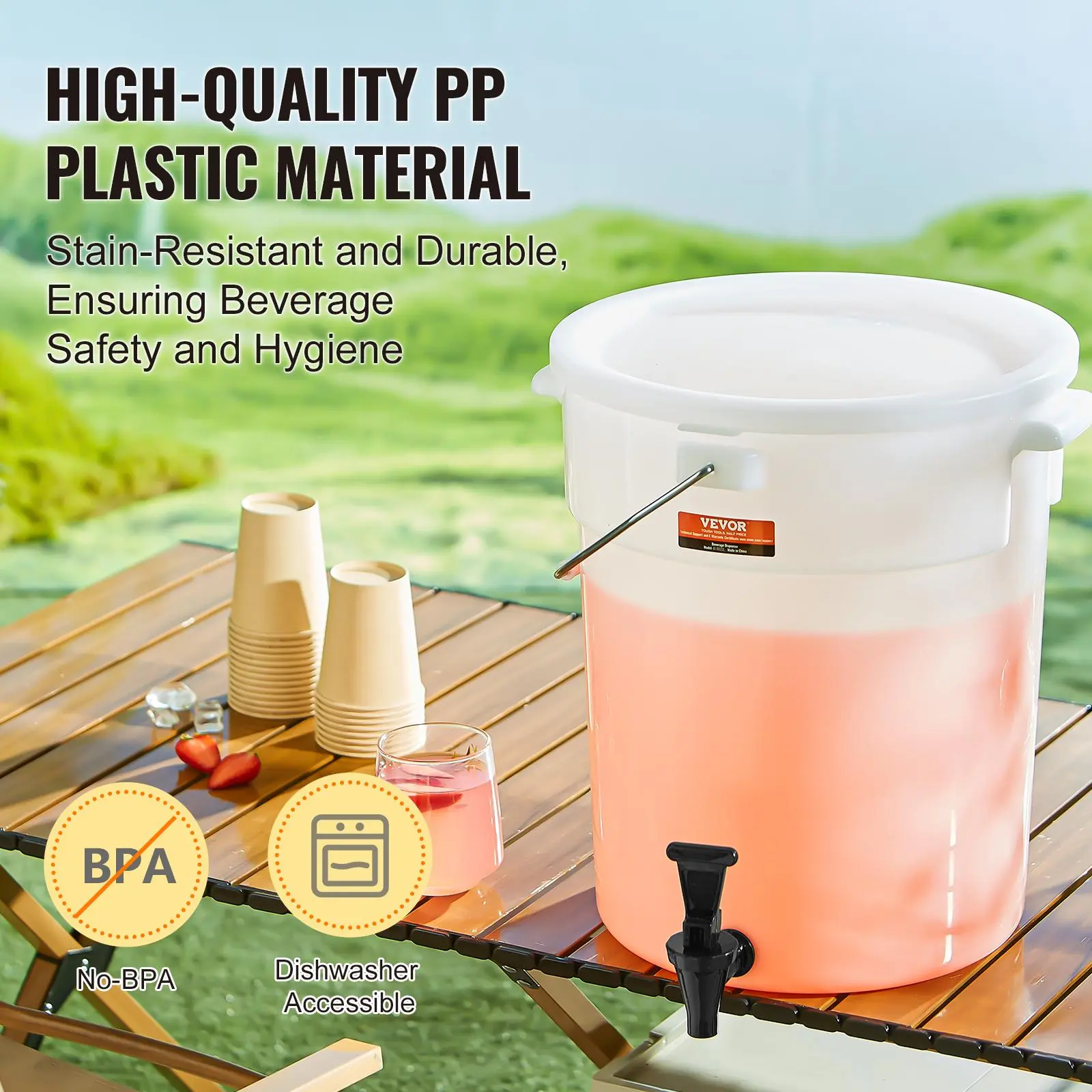 【Summerfinds】VEVOR Beverage Dispenser 5 Gallon Drink Dispensers for PartiesPlastic Juice Dispenser with Spigot and LidIced Tea Lemonade Juice Water Dispenserfor RestaurantsHotelsParties2 Pack