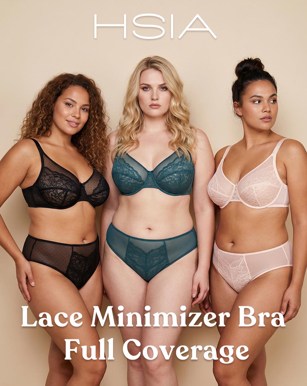 HSIA Enchante Floral Lace Plus Size Underwire Unlined Unpadded Minimizer Full Coverage Bra Women's Wear Comfortable Breathable Mesh Cup HSIA Enchante Floral Lace Plus Size Underwire Unlined Unpadded Minimizer Full Coverage Bra Women's Wear Comfortable Breathable Mesh Cup