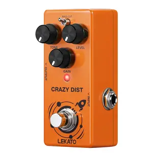 LEKATO DS-02 CRAZY DIST Mini Distortion Guitar Effect Pedal M-style Distortion 2 Modes Bass Cut and Dist for Electric Guitar with True Bypass