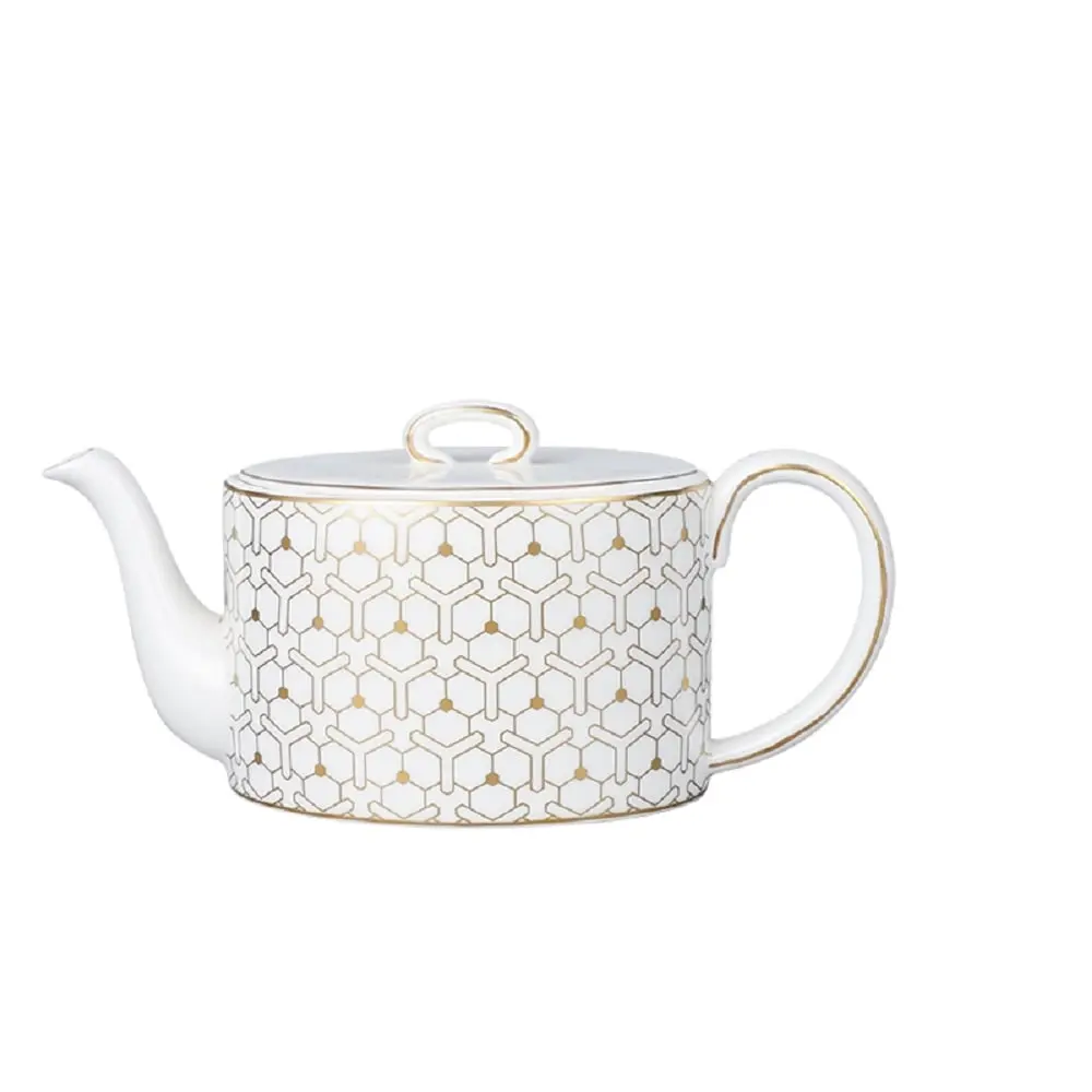 Jiallo PT1721-DED-0243 Bone China Teapot, 600 cc, Chip-Resistant, Ethically Sourced, Heat-Retaining Tea Service Piece for Contemporary Table Settings