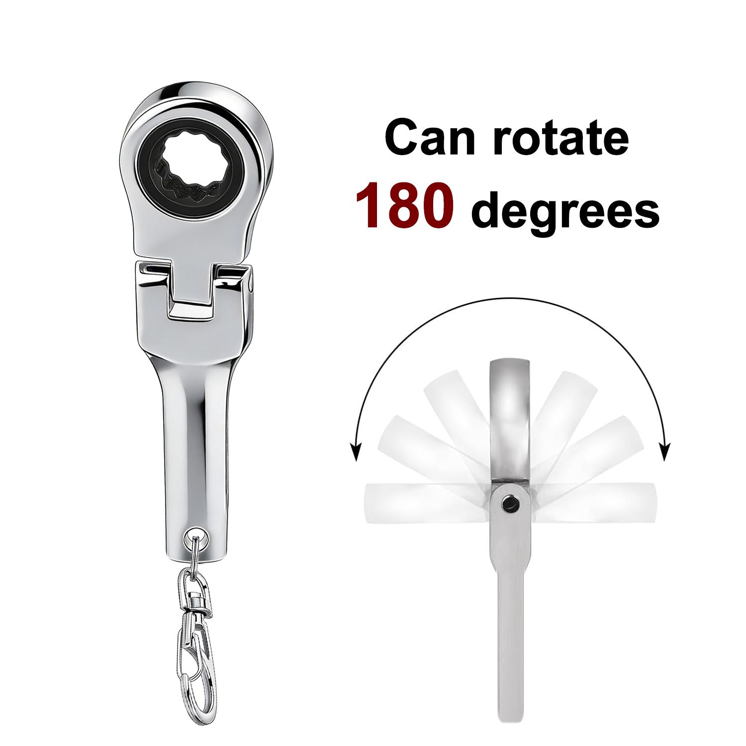 PUKEGM 10mm Ratchet Wrench Keychain Flex Head 72-Tooth Mechanic Gift (Neo Chrome Plating)