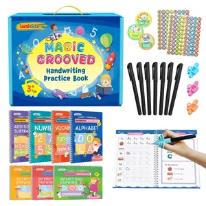 Grooved Handwriting Practice & Tracing Workbooks for Kids, 7 Reusable Writing Books with 7 Pens, Learn to Write, Improve Handwriting & Fine Motor Skills