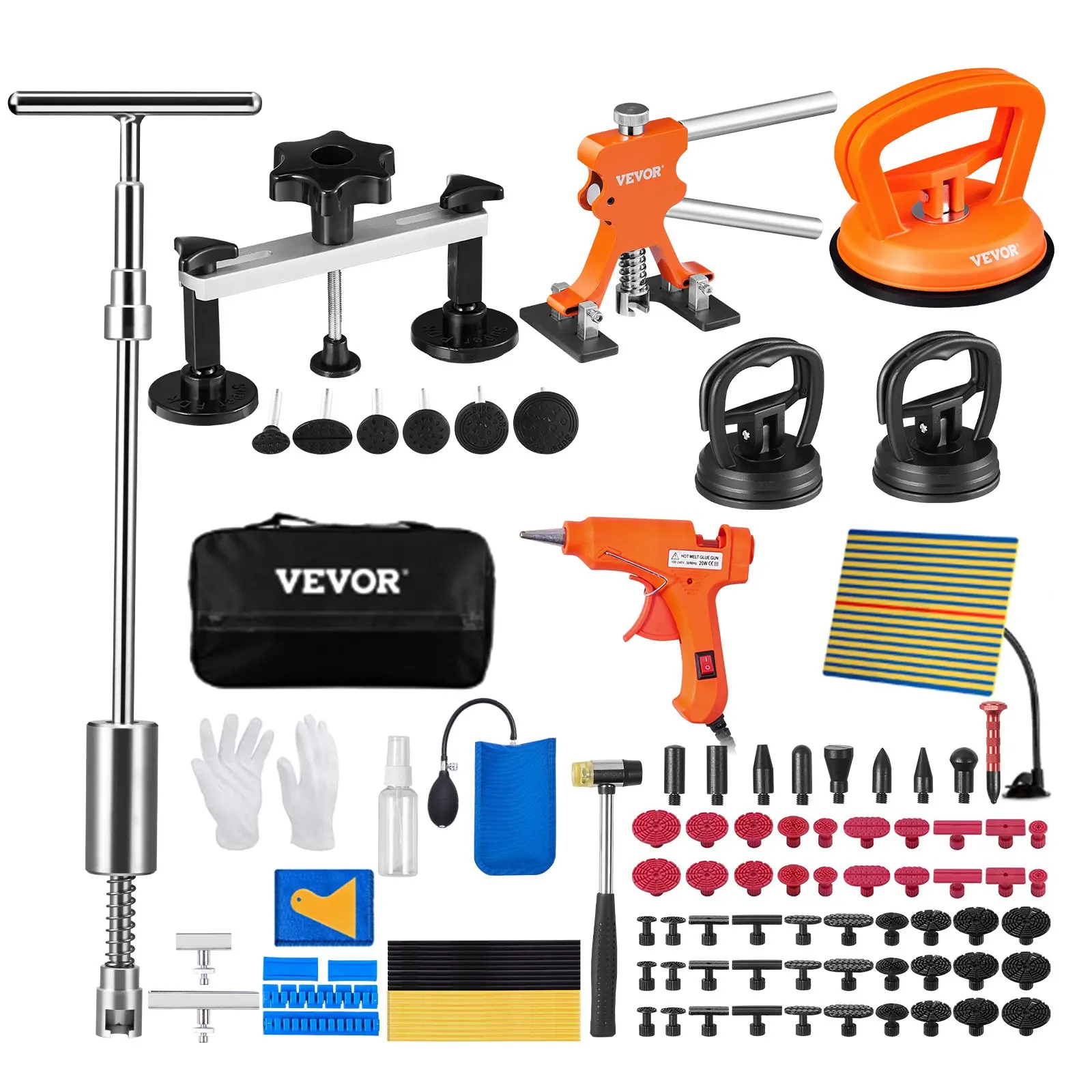 VEVOR Stainless Steel 2-in-1 Slide Hammer Paintless Dent Puller Bridge Lifter Kit, 50 Pcs Tabs, Car Dent Remover Tool for Cars Hail Damage Repair, Automotive Maintenance Supplies (Father's Day Gift)
