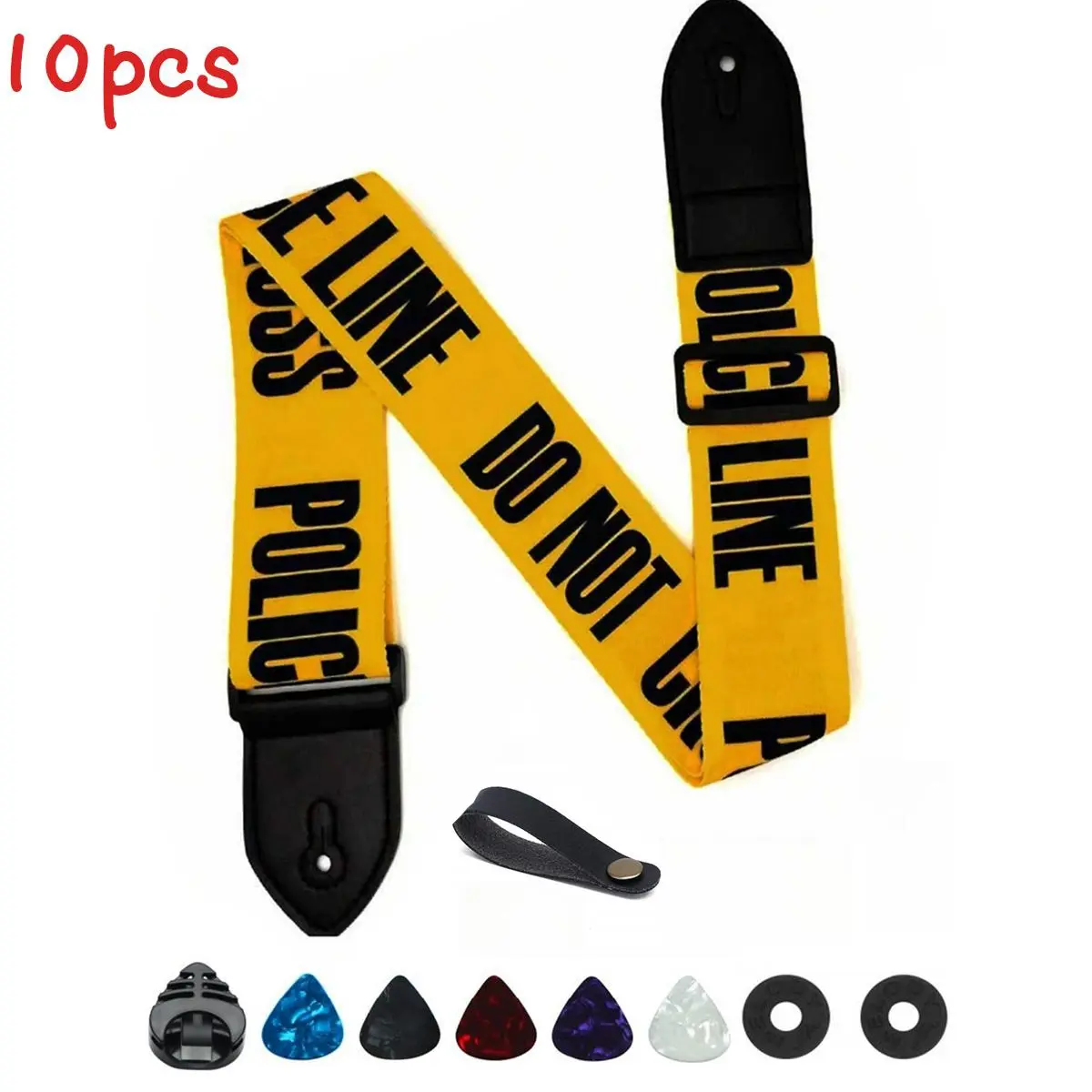 Soft Guitar Strap, 1 Pair Strap Locks & 5 Counts Guitar Picks & 1 Count Hold & 2 Counts Washers, Electric & Acoustic Guitar Strap Accessories, Adjustable Guitar Strap, Instrument Accessories