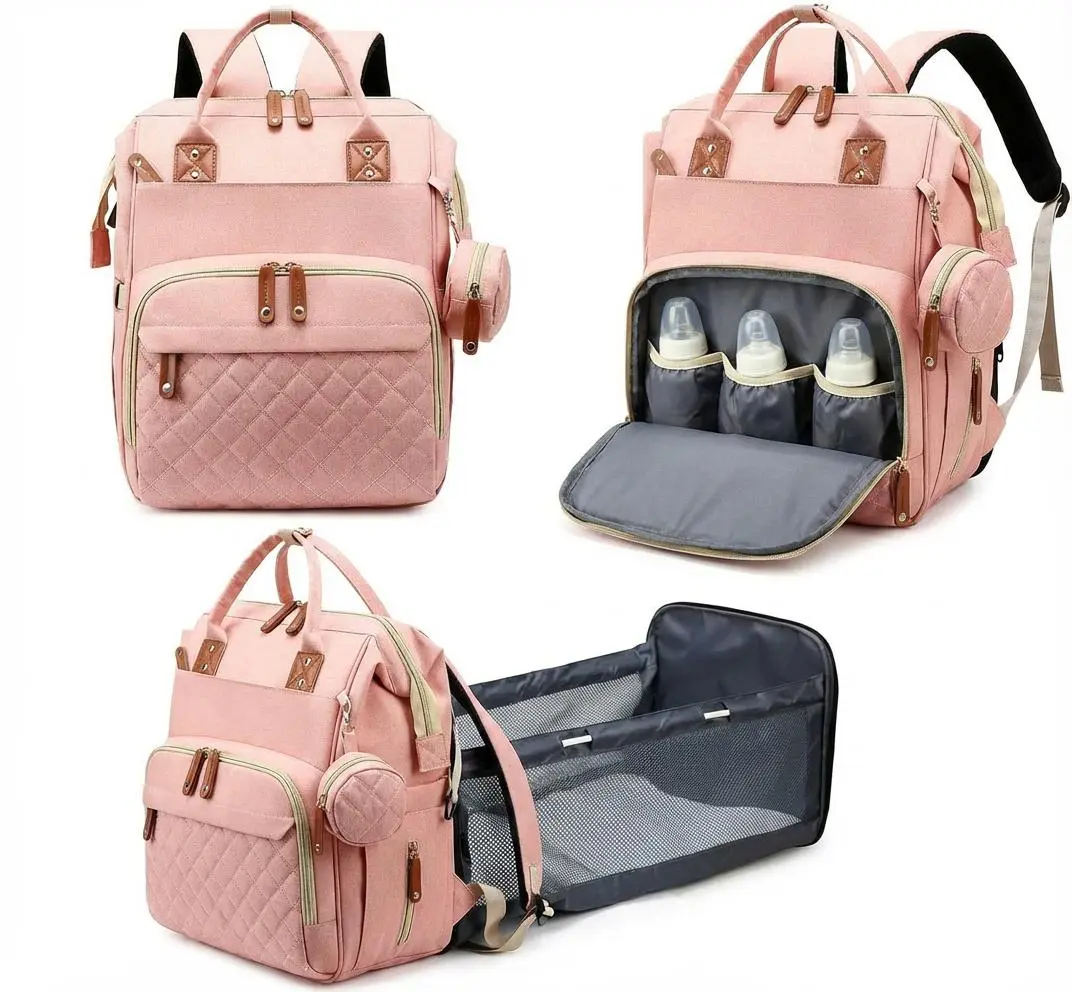 Unisex Diaper Bag Backpack with Changing Station, Waterproof Large-Capacity Newborn Accessories Organizer, USB Charging Port, Stroller Straps, Mother's Day/Baby Shower Gift for Parents (Infant Stuff Compatible)