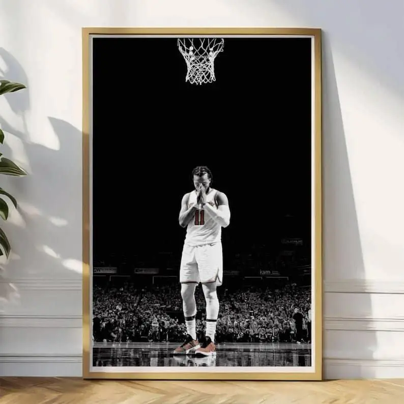 Vintage Jalen Brunson Basketball Paper Photo Poster - Eco-Friendly Resin Vintage Art Graphic, Knicks Fan Athlete Wall Decor, Decorative Artwork for Kid Room Home Supplies