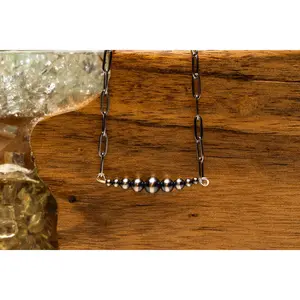Graduated Navajo pearl bar necklace