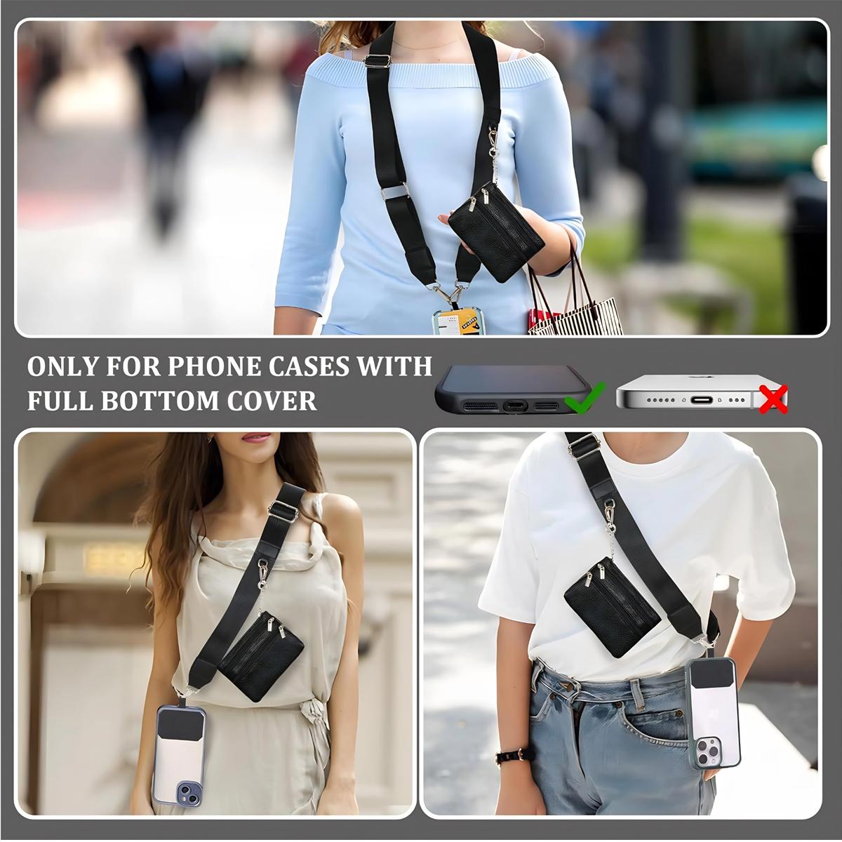 SSYERT Adjustable Crossbody Phone Lanyard with Zippered Pouch, Clip and Go Strap for Phone and Wallet, Hands-Free Multifuctional Cell Phone Strap for Women/Men, Perfect for Travel, Running, Shopping, Valentine's Day Gifts,New Year Gifts